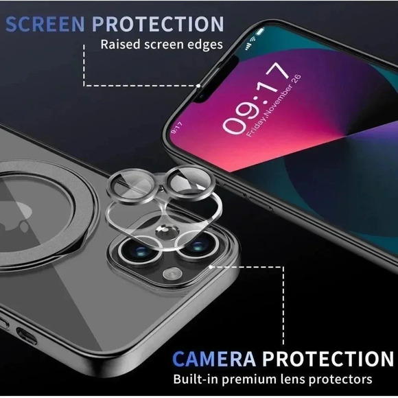 Magnetic for Case with Invisible Stand Compatible with iPhone 13 Pro Purple - Picture 6 of 12